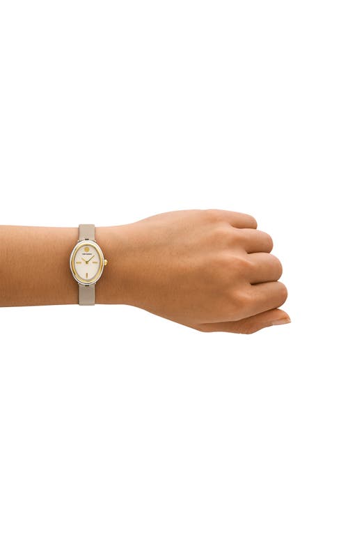 Shop Tory Burch The Oval Leather Strap Watch, 22mm X 28mm In Gray