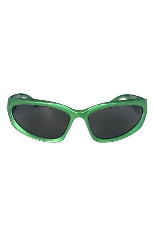 Racer 72mm Polarized Wraparound Sunglasses in Green/Black