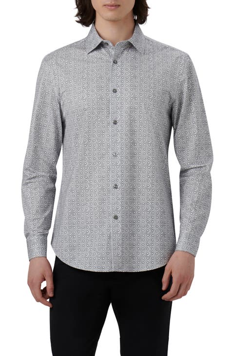 James OoohCotton® Diamond Print Button-Up Shirt