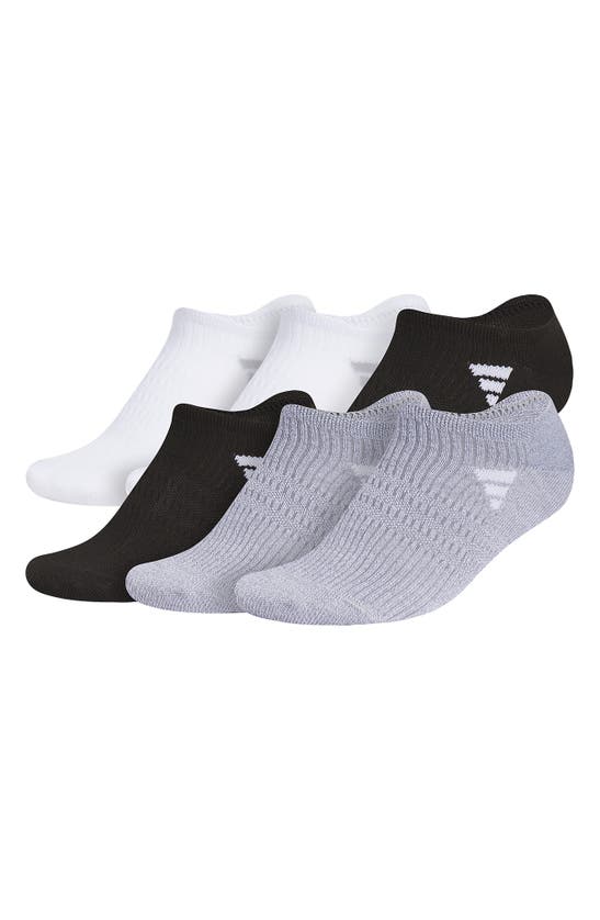 Adidas Originals 6-pack Superlite No Show Performance Socks In White/ Black/ Grey