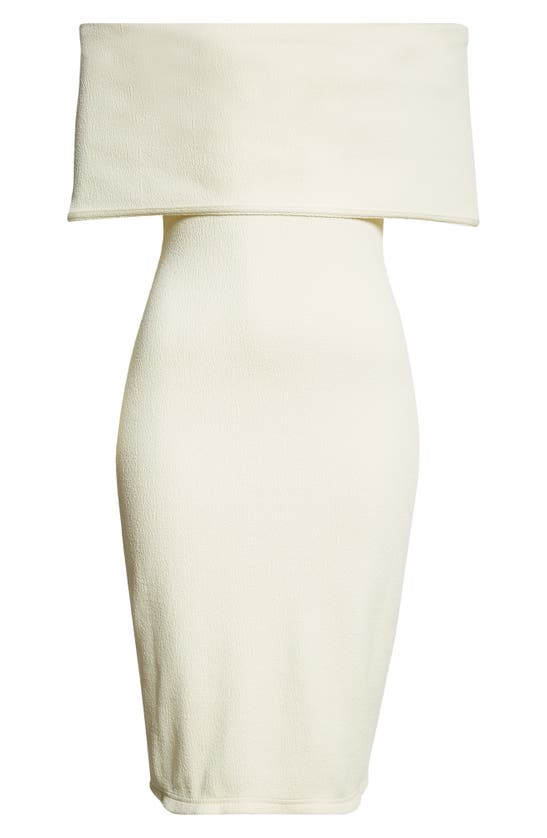 Shop Bottega Veneta Off The Shoulder Technical Knit Midi Dress In Pastry