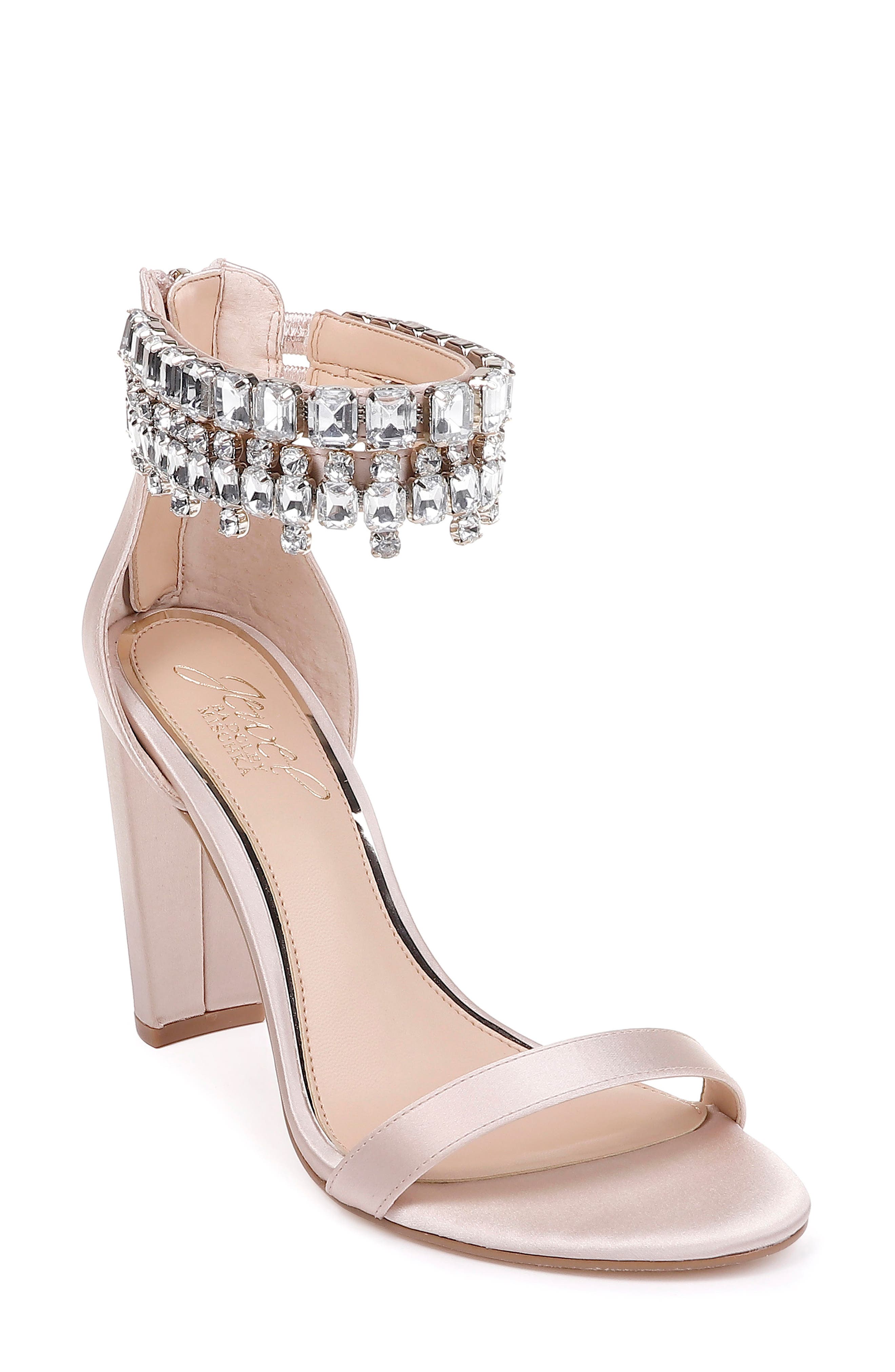Jewel Badgley Mischka Dancer Ankle Strap Sandal, Ivory