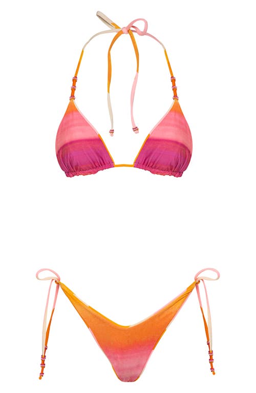 Shop Maaji Paradiso Waves Balmy Reversible Triangle Bikini Top In Pink