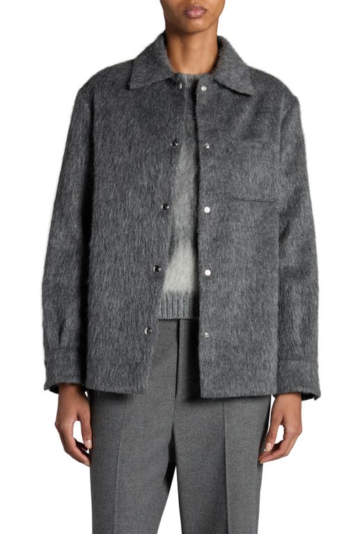 Shop Moncler Fuzzy Shirt Jacket In Intense Gray Melange