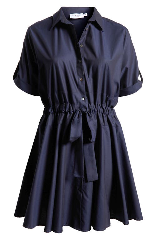 Shop Harshman Meadow Drawstring Waist Shirtdress In Dark Navy