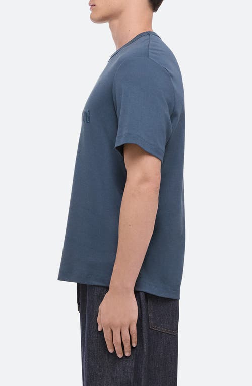 Shop Helmut Lang Tonal Embroidered Logo T-shirt In Deep Sea