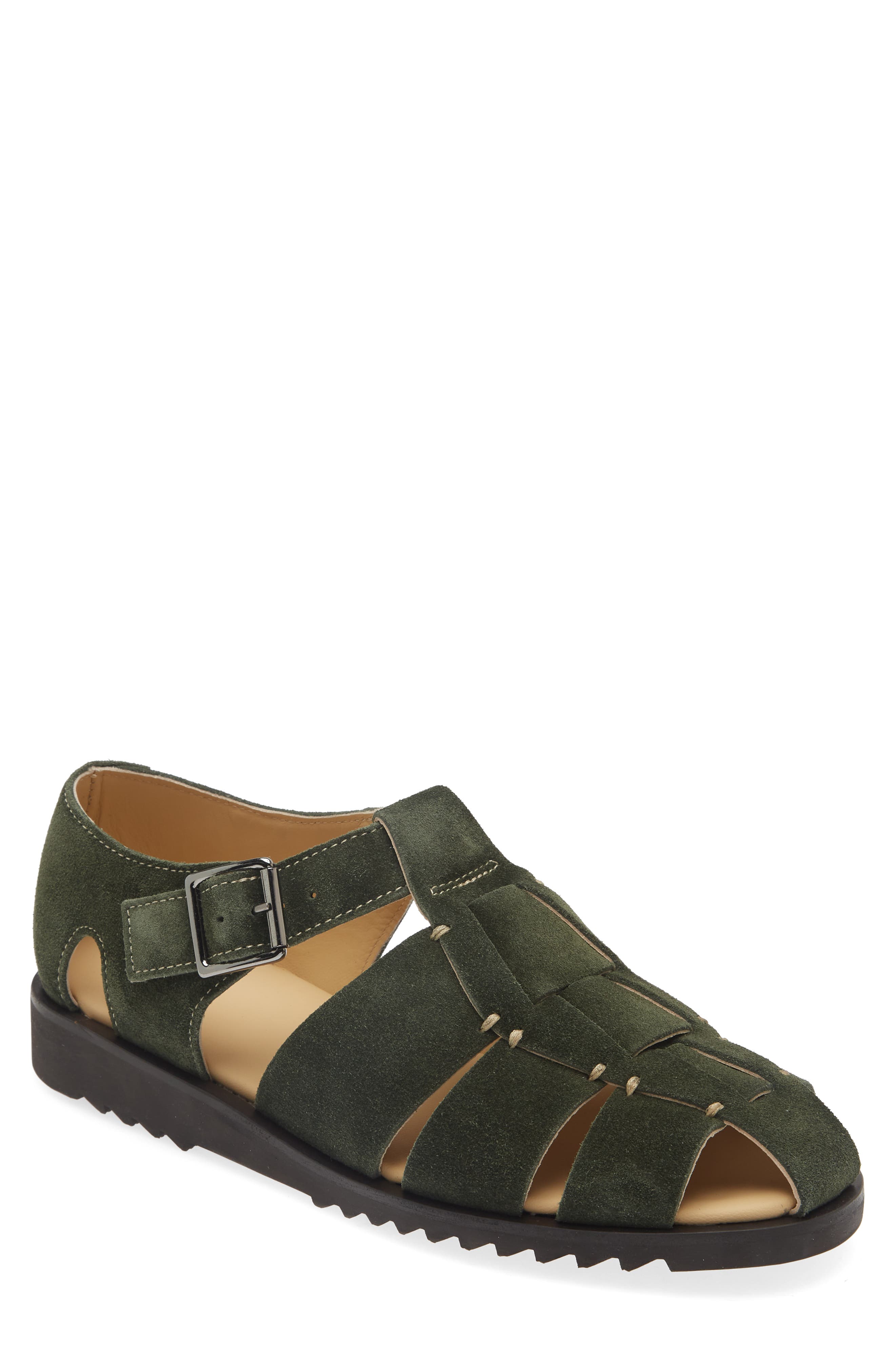 PARABOOT Pacific Fisherman Sandal in Velours Green | Smart Closet