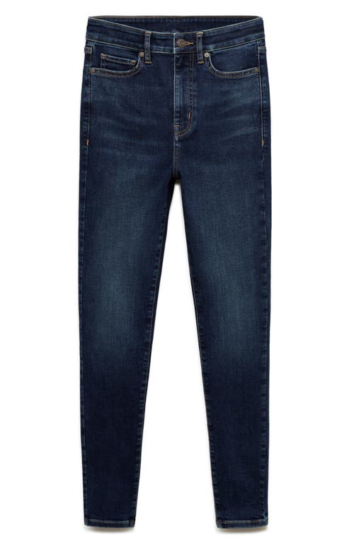 Shop Mango Carla High Waist Skinny Jeans In Dark Blue