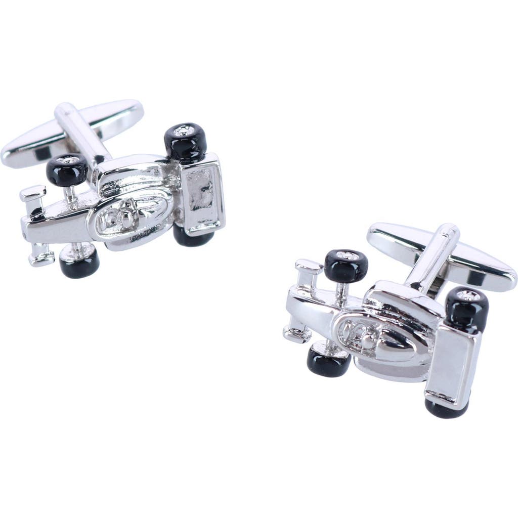 Trafalgar Finish Line Racecar Novelty Cufflinks In Silver