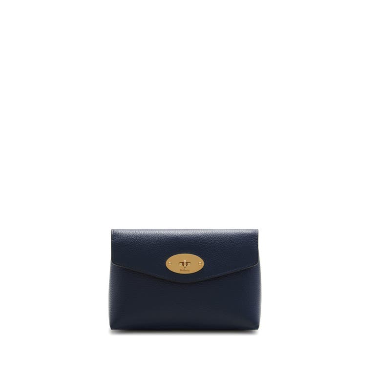 Shop Mulberry Darley Leather Cosmetic Pouch In Bright Navy