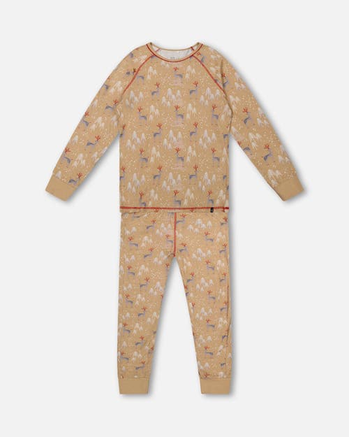 Deux Par Deux Adult Women Two Piece Family Christmas Pajama Set In Printed Christmas Deer