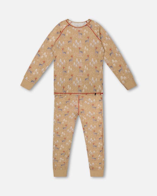 Shop Deux Par Deux Two Piece Family Christmas Pajama Set In Printed Christmas Deer