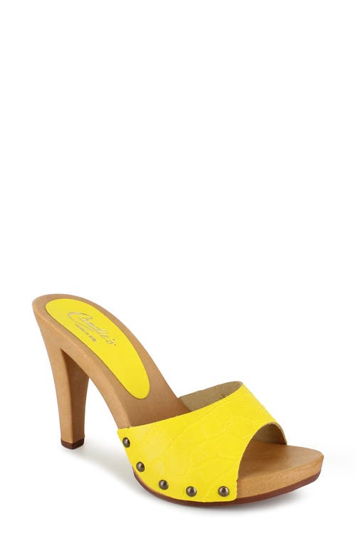 Antonella Slide Sandal in Yellow Croco