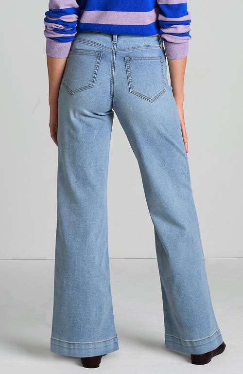 Shop Lands' End Recover High Rise Wide Leg Blue Jeans In Arctic Indigo