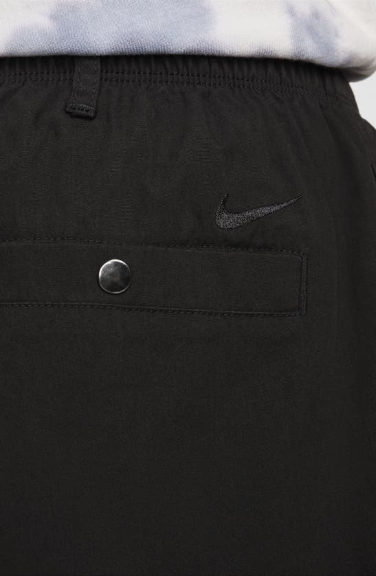 Shop Nike Life Drawstring Cargo Camp Shorts In Black/ Black