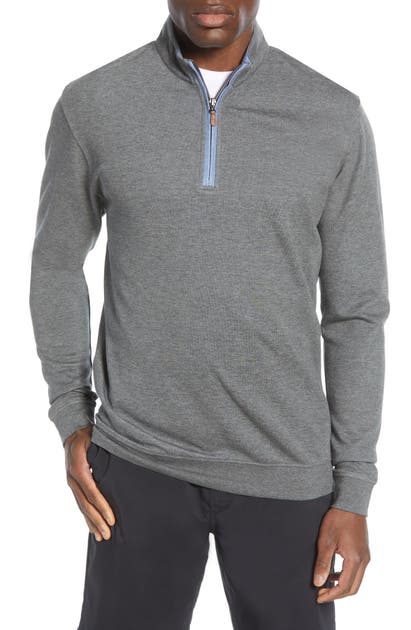 Johnnie-o Sully Quarter Zip Pullover In Charcoal