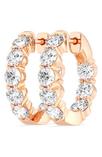 Shop Badgley Mischka Collection 14k Gold Round Cut Lab-created Diamond Hoop Earrings In Rose Gold