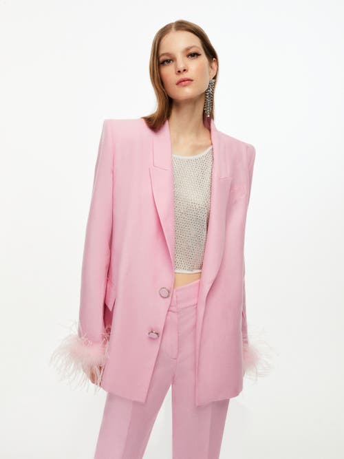 Feathered Blazer Jacket in Pink