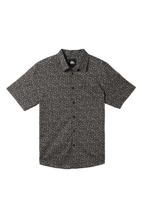 Shop Quiksilver Apero Classic Fit Print Short Sleeve Button-up Shirt In Tarmac Apero Class Ss