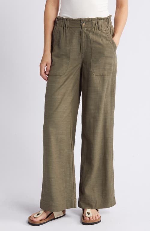 Sky Rise Wide Leg Pants in Olive Drab