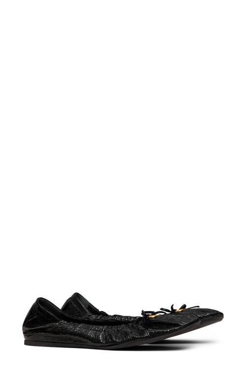 Shop Valentino Garavani Vlogo Signature Patent Ballet Flat In Nero