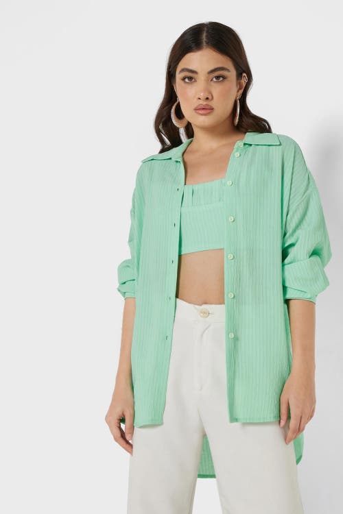 Nocturne Oversized Twin Set Shirt in Mint Green at Nordstrom