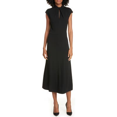 Judith & Charles Pisa Keyhole Wool Jersey Midi Dress, Black