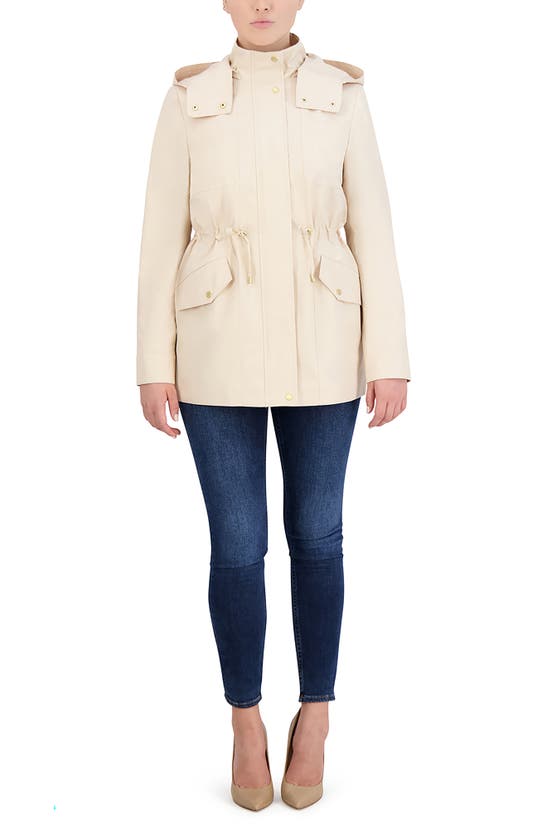 Cole Haan Short Rain Jacket In Eggshell