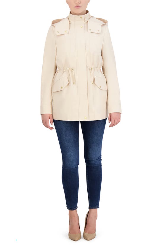 Shop Cole Haan Short Rain Jacket In Eggshell