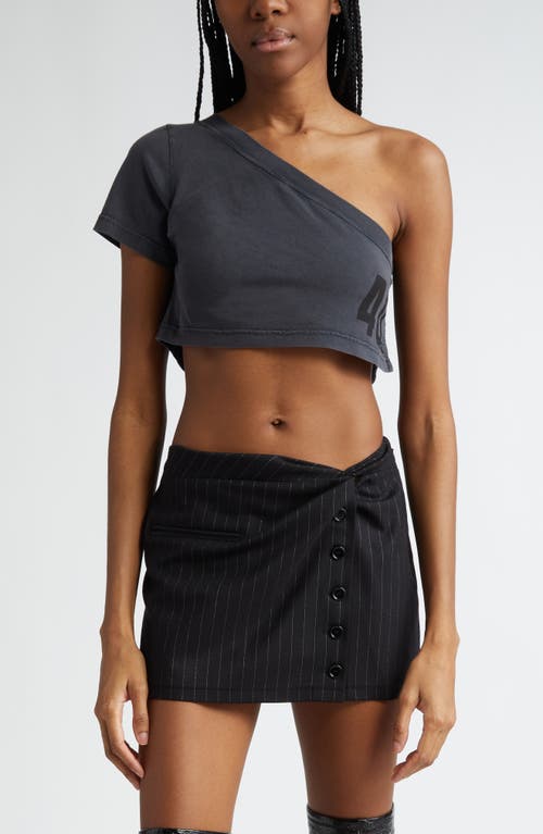 Courrèges Tuba Print Graphic One-Shoulder Crop Top Stonewashed Grey at Nordstrom,