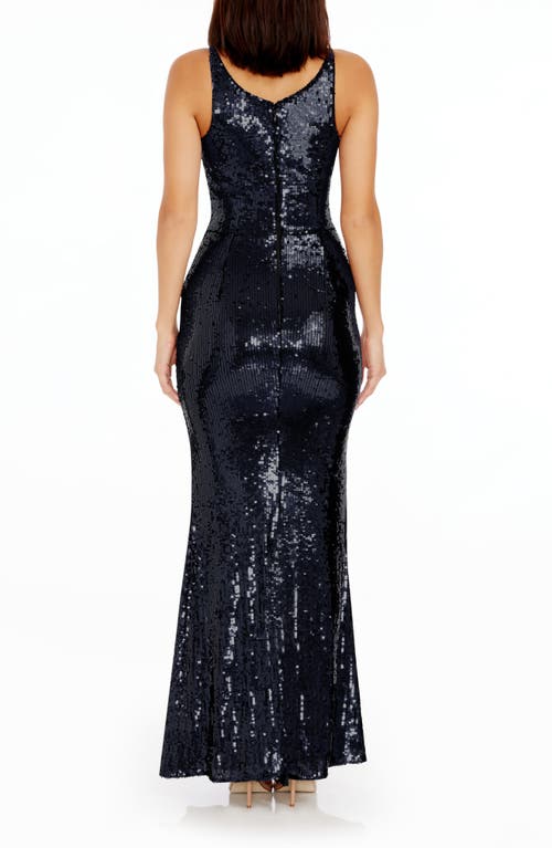 Shop Dress The Population Iris Sequin Gown In Midnight Blue