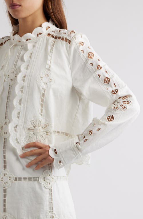 Shop Isabel Marant Praline Eyelet Embroidered Long Sleeve Cotton Dress In White