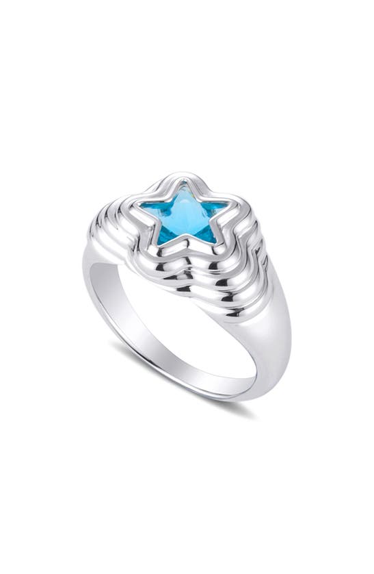 Shop July Child Starstruck Signet Ring In Silver/ Blue