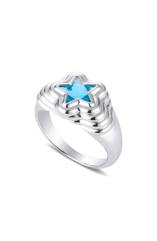 Shop July Child Starstruck Signet Ring In Silver/blue