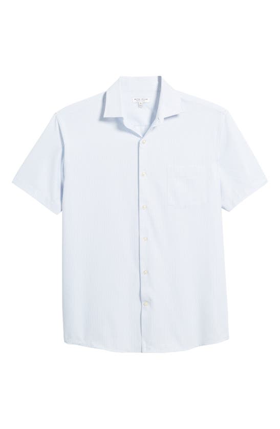 Shop Peter Millar Bloques Print Performance Poplin Short Sleeve Button-up Shirt In White
