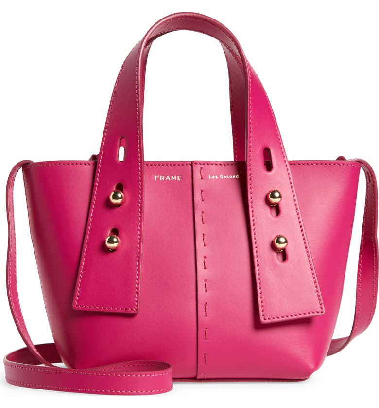 FRAME Mini Les Second Leather Crossbody Bag, Main, color, FUCHSIA