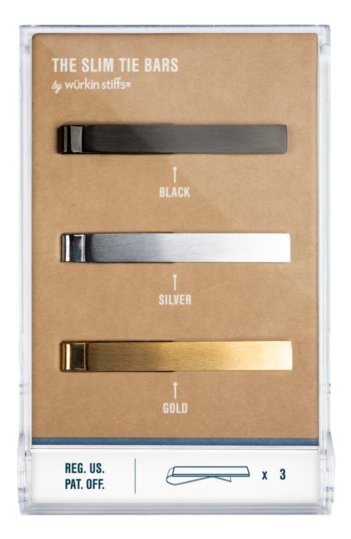 Set of 3 Slim Tie Bars in Gold
