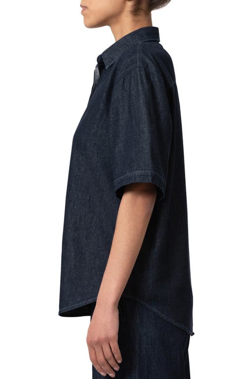 Mavi Jeans Deva Elbow Sleeve Denim Button-up Shirt In Rinse Denim