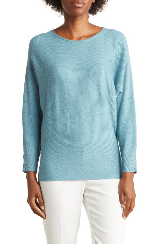 Cyrus Yummy Yam Pointelle Dolman Sleeve Sweater In Blue Mist