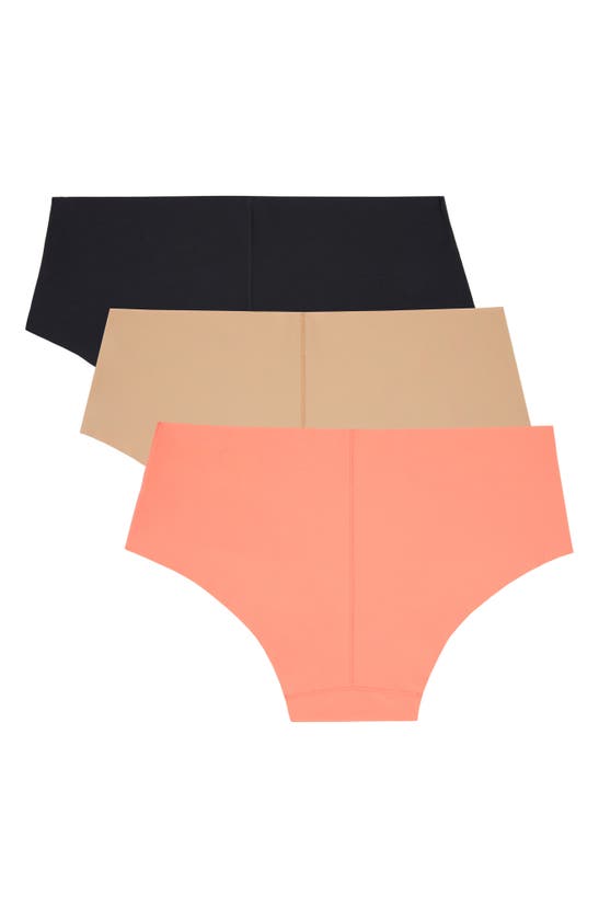 Shop Dkny Cut Anywhere Assorted 3-pack Hipster Briefs In Black/ Glow/ Shell Pink