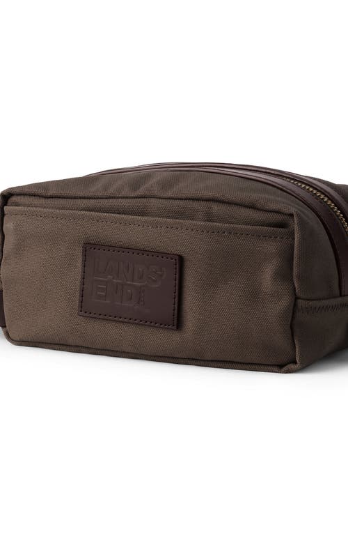 Shop Lands' End Waxed Canvas Travel Dopp Kit Toiletry Bag In Brown