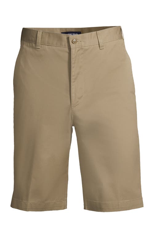 Shop Lands' End School Uniform Young  Plain Front Blend Chino Shorts In Khaki