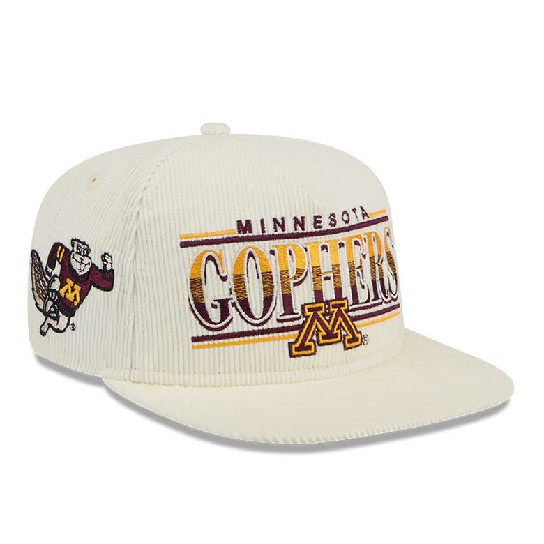 New Era White Minnesota Golden Gophers Throwback Golfer Corduroy Snapback Hat In Neutral