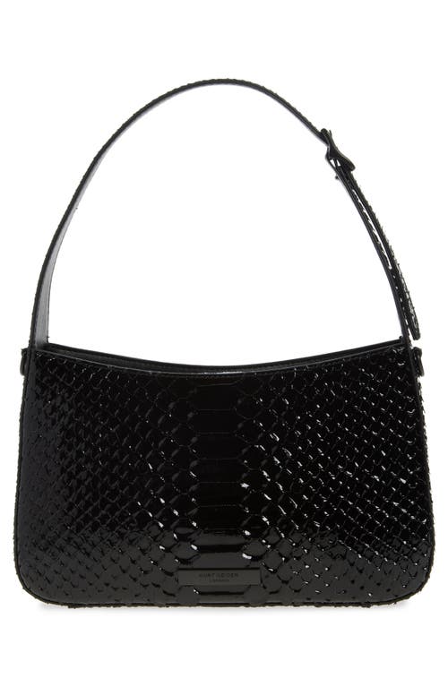 Shop Kurt Geiger London Bond Croc Embossed Leather Shoulder Bag In Black