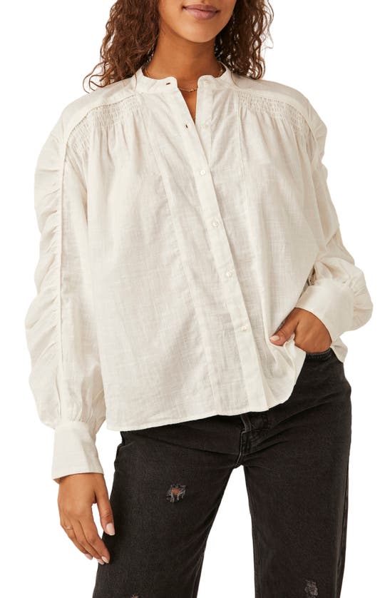 FREE PEOPLE MARAYA COTTON BUTTON-UP BLOUSE