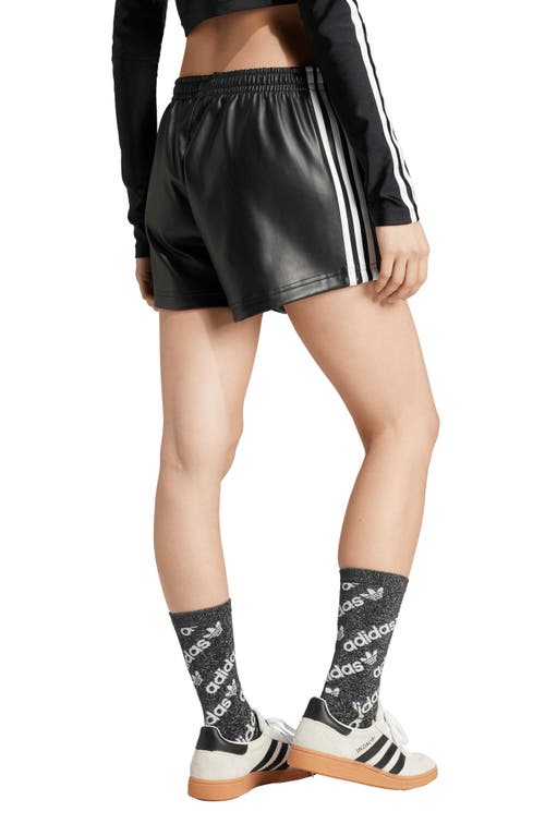 Adidas Originals Faux Leather Track Shorts In Black