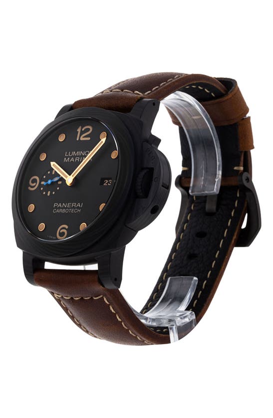 Shop Watchfinder & Co. Panerai  Luminor Marina Leather Strap Watch, 44mm In Brown / Black