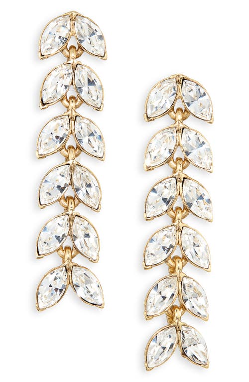 Oscar De La Renta Crystal Leaf Linear Drop Earrings In Gold