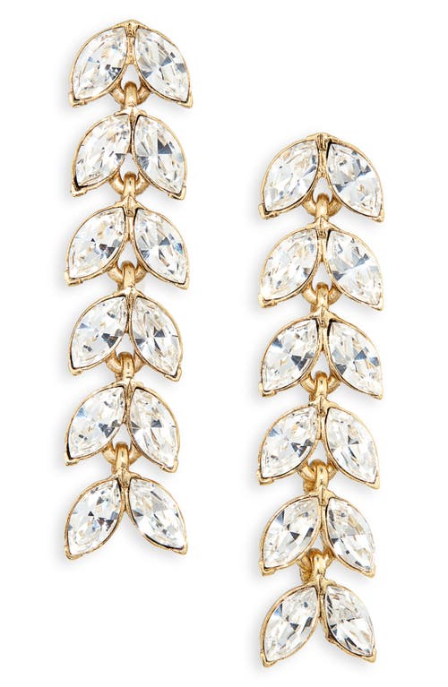 Shop Oscar De La Renta Crystal Leaf Linear Drop Earrings