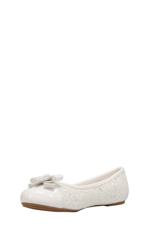 Shop Michael Michael Kors Kenya Lock Glitter Ballet Flat In White/glitter